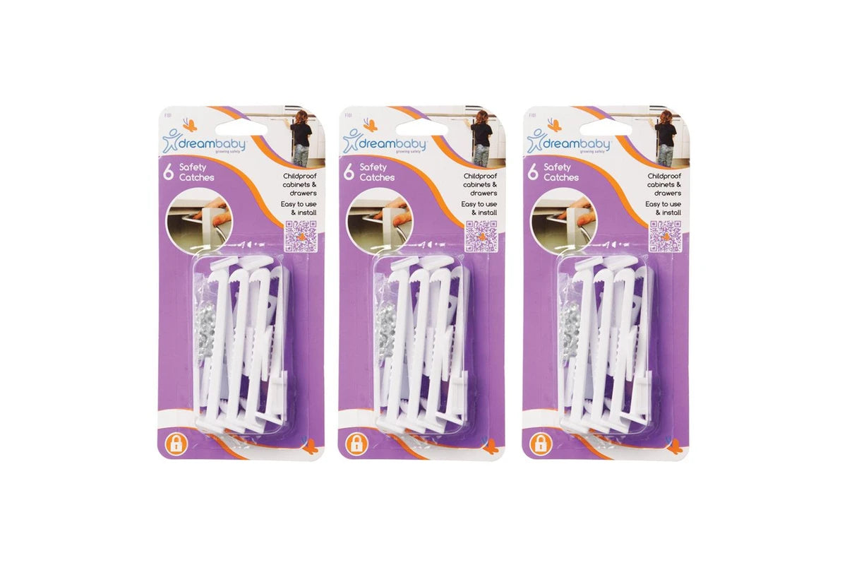 18x Dreambaby Self-Locking Cabinet Drawer Baby Children Safety Catches White