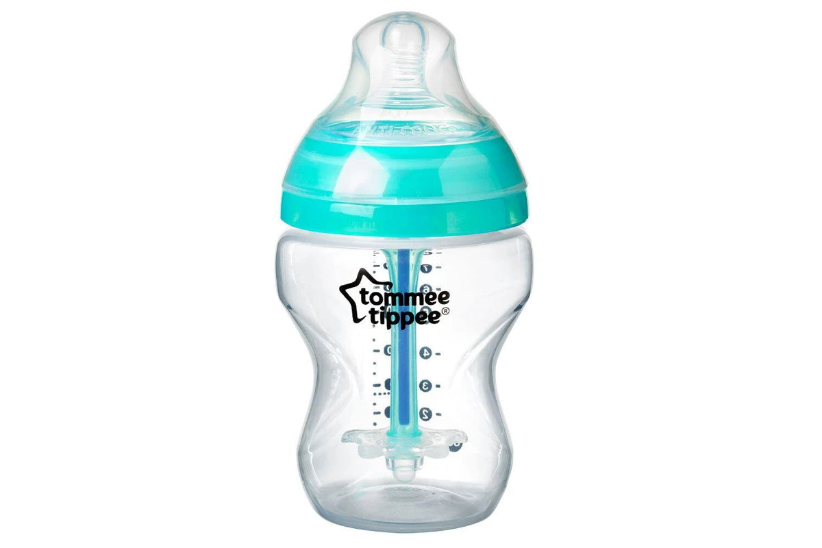 2PK Tommee Tippee Baby 0m+ 260ml Bottle w Heat Sensing Tube Silicone Teat Clear