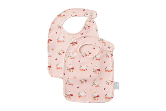 2pc Jiggle & Giggle Baby Waddling Around Jersey Bib Cotton Muslin Pink