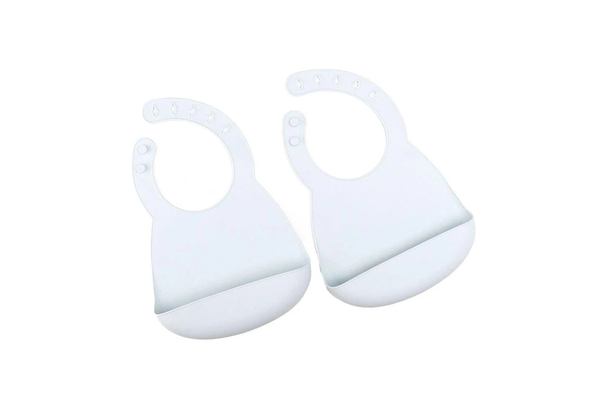 2pc My Pure Silicone Baby Toddler Feeding Bib Catcher Set - Baby Blue 4M+