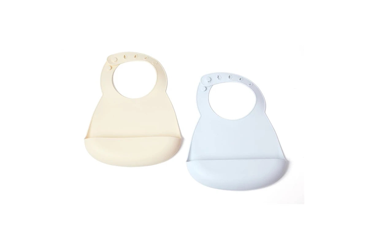 2pc My Pure Silicone Baby/Toddler Feeding Bib Set - Baby Blue and Pannacotta 4M+