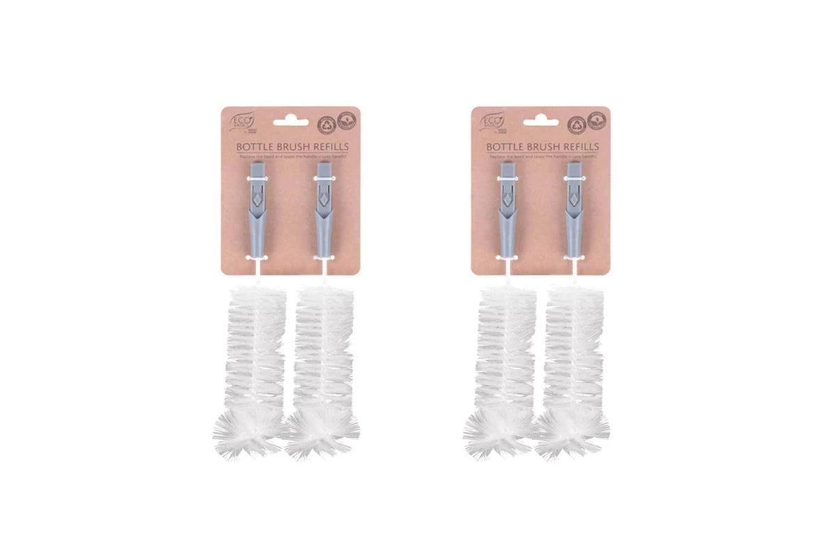 2x Eco Basics 21cm Bottle Glass Brush Cleaner Refills Nylon Bristles Cup Washer