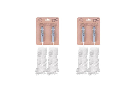 2x Eco Basics 21cm Bottle Glass Brush Cleaner Refills Nylon Bristles Cup Washer