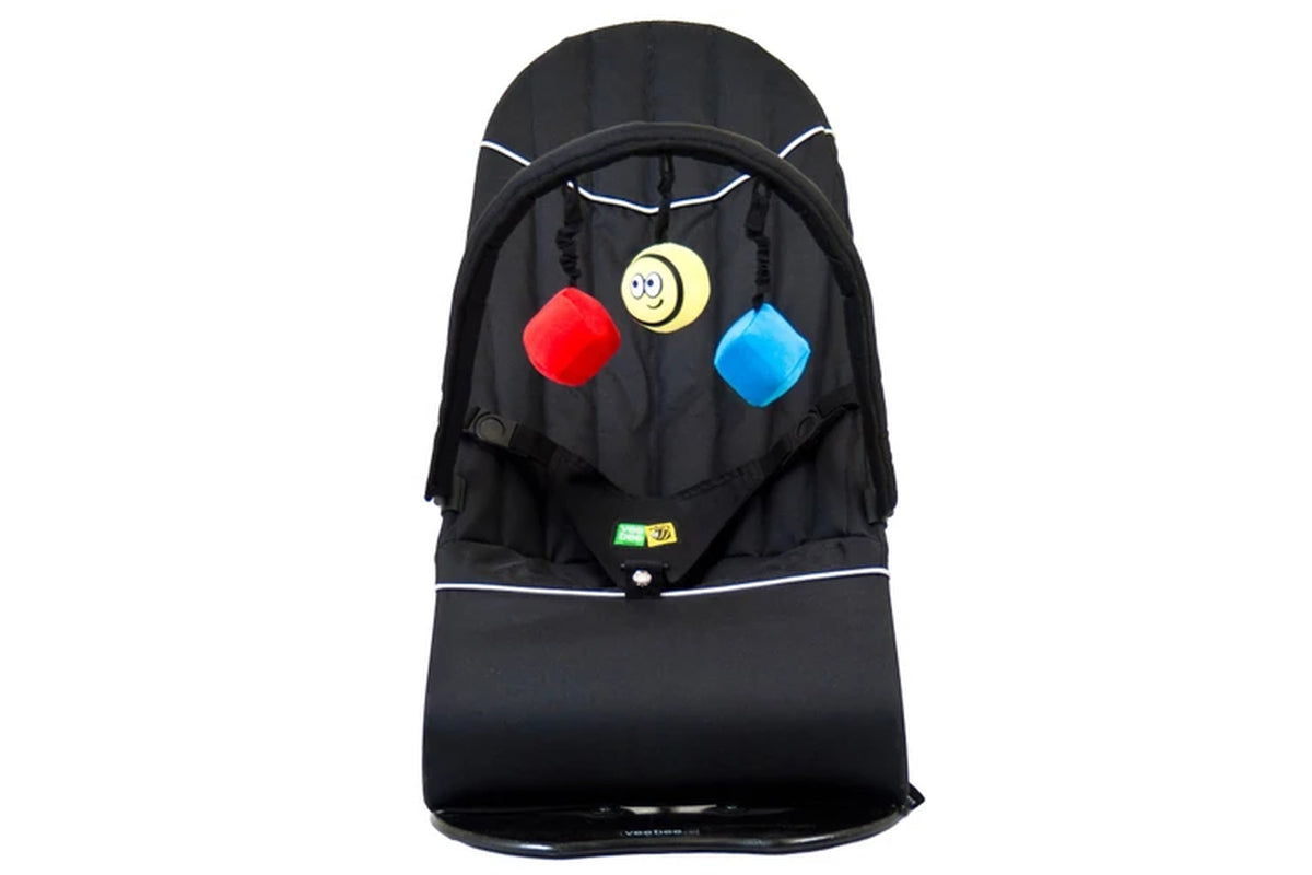 Vee Bee Baby Minder Cushioned Rocker Bouncer for Infant Seat Chair w Toys Black