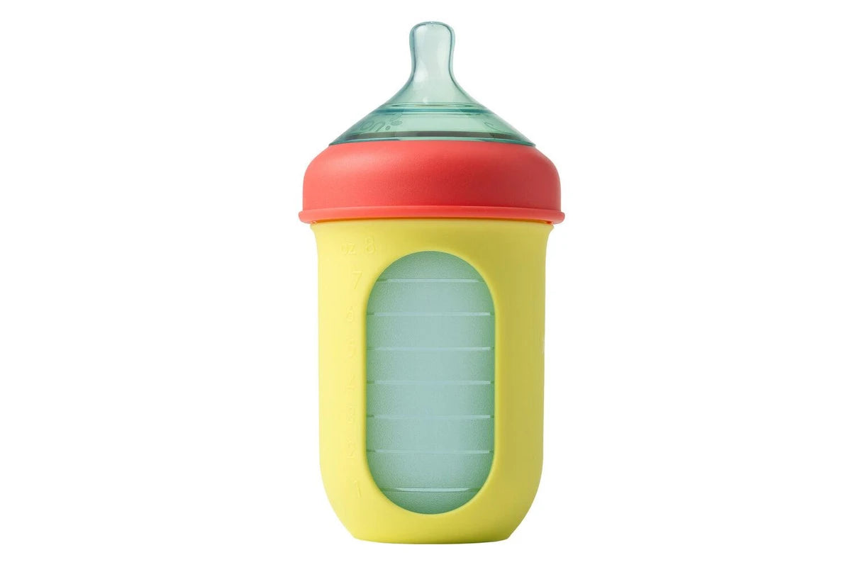 3PK Boon Nursh Collapsible Silicone Baby Bottle Colorblock 237ml 3 Months+