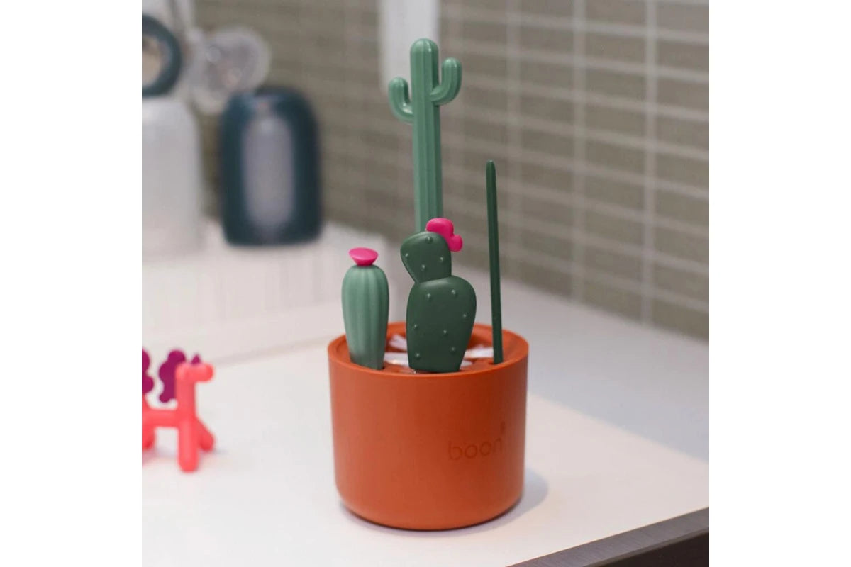 4pc Boon 24cm Cacti Brushes Feeding Baby Nipple Bottle Cleaning Brush Set Green