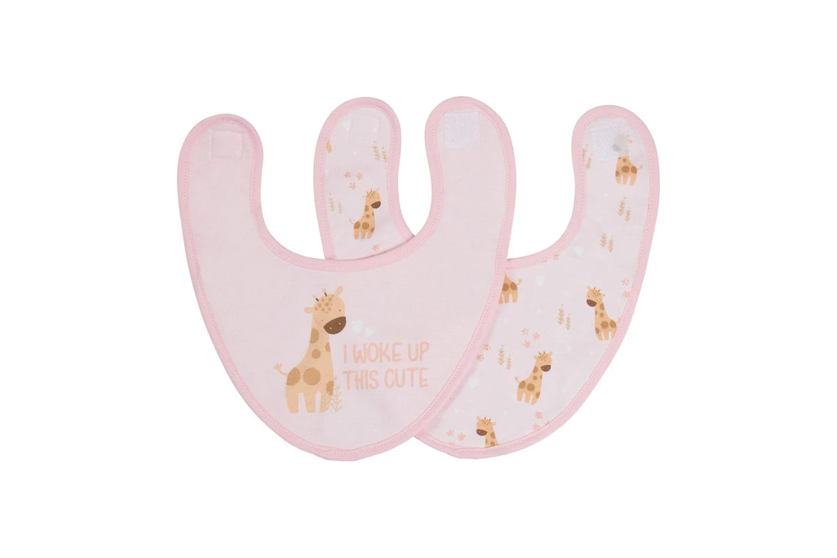 4pc Splosh Baby Infant Giraffe Cotton Feeding Bib Terry Absorbent 22x30cm Pink