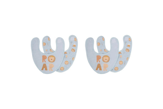 4pc Splosh Baby Infant Lion Cotton Feeding Bib Terry Absorbent 22x30cm Blue