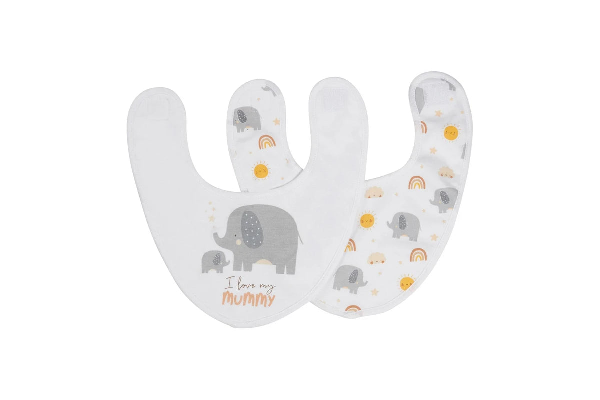 4pc Splosh Baby Infant Elephant Cotton Feeding Bib Terry Absorbent 22x30cm Grey
