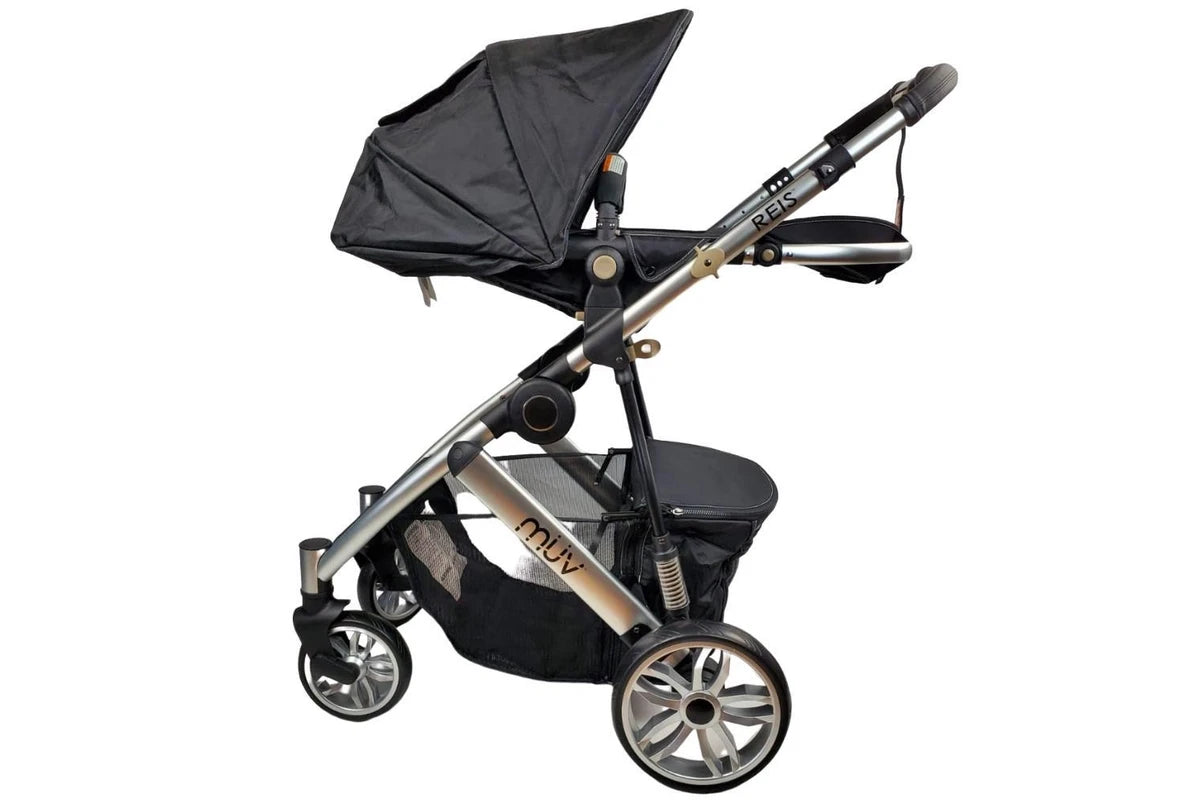 Aussie Baby REIS 4 Wheel Pram - Black