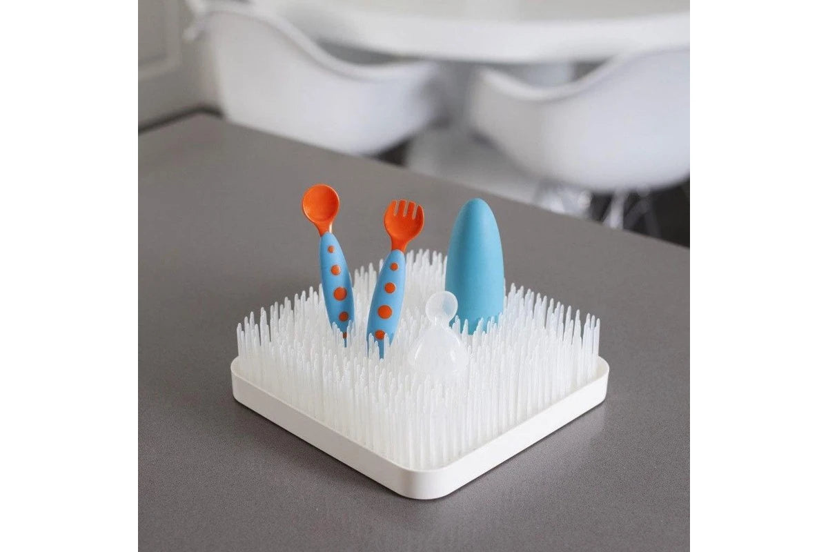 Boon Grass Countertop Drying Rack Holder Dryer for Baby Bottle Utensils White