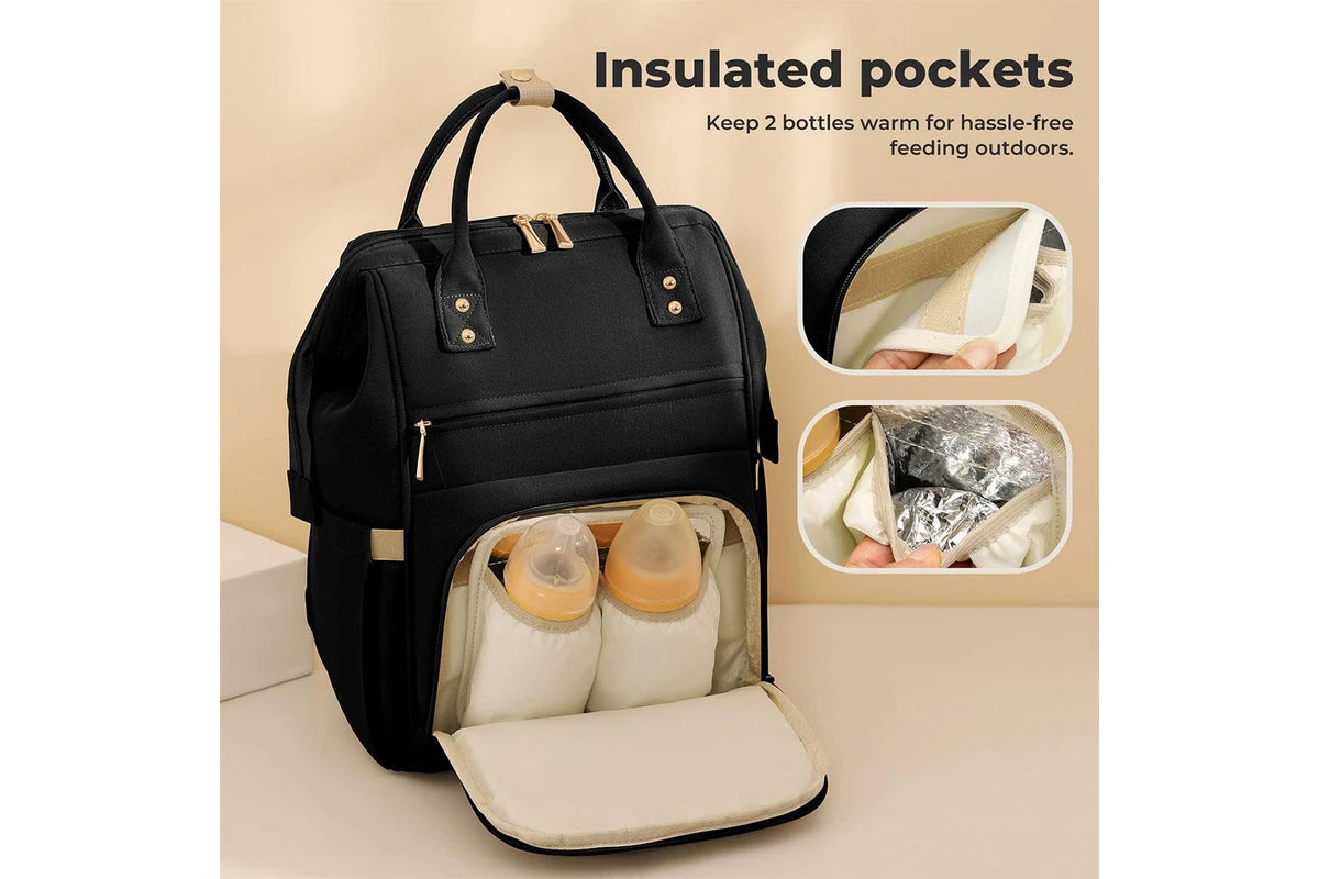 Bopeep Nappy Changing Bag Mummy Backpack Baby Diaper Bag Travel Waterproof Black