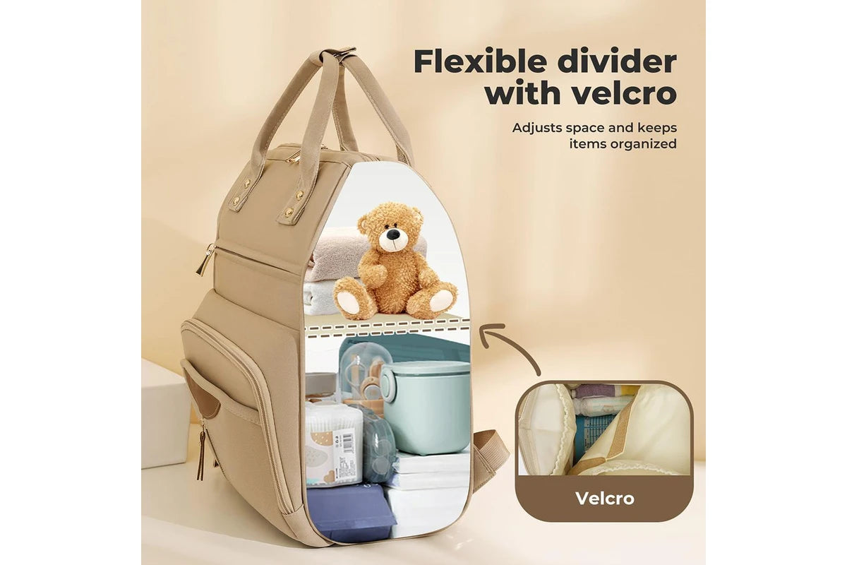 Bopeep Nappy Changing Bag Mummy Backpack Baby Diaper Bag Travel Waterproof Khaki
