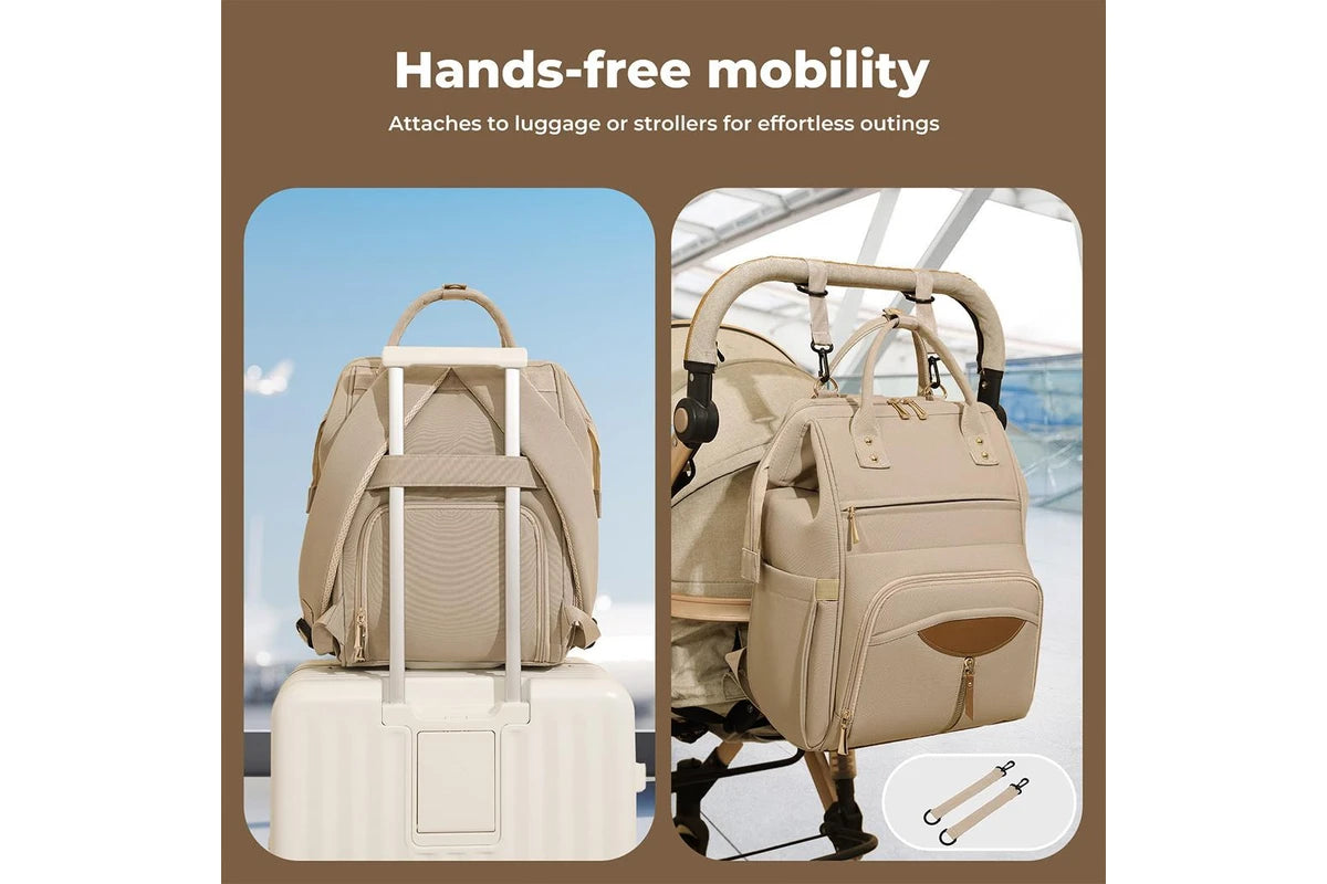 Bopeep Nappy Changing Bag Mummy Backpack Baby Diaper Bag Travel Waterproof Khaki