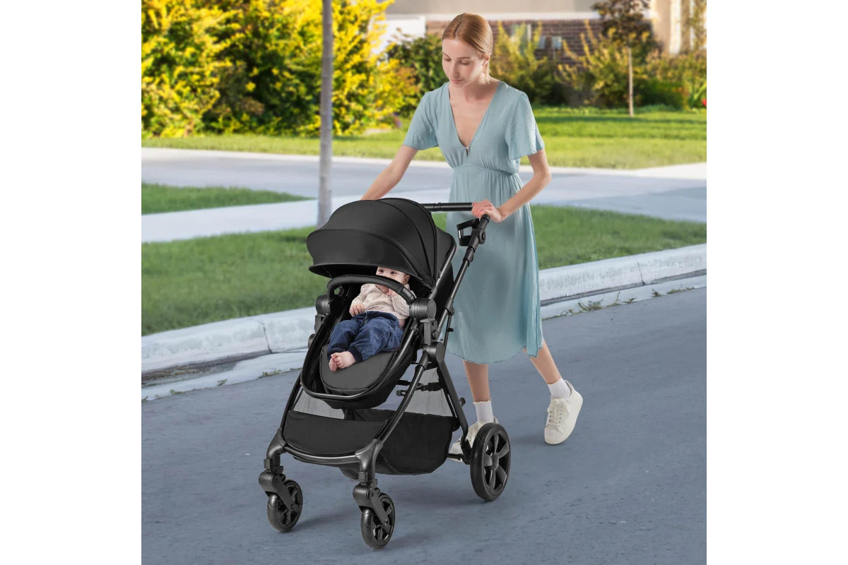 Costway 2in1 Convertible Pram Portable Folding Stroller Lightweight Stroller w/Storage Bag Black