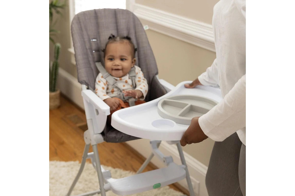 Ingenuity Sun Valley Compact Folding Baby Infant High Chair Seat Grey 6m+