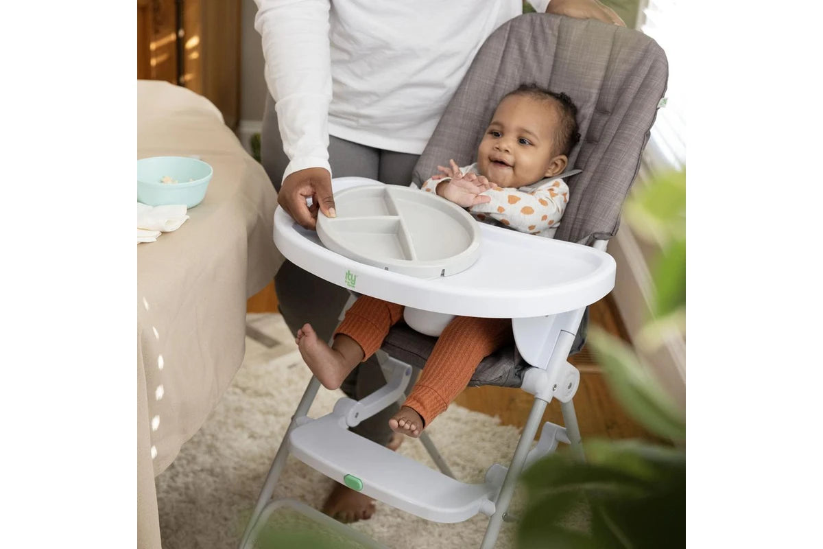 Ingenuity Sun Valley Compact Folding Baby Infant High Chair Seat Grey 6m+