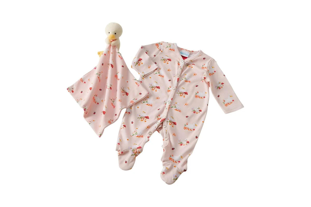 Jiggle & Giggle Baby Waddling Around Romper Comforter 100% Cotton Pink