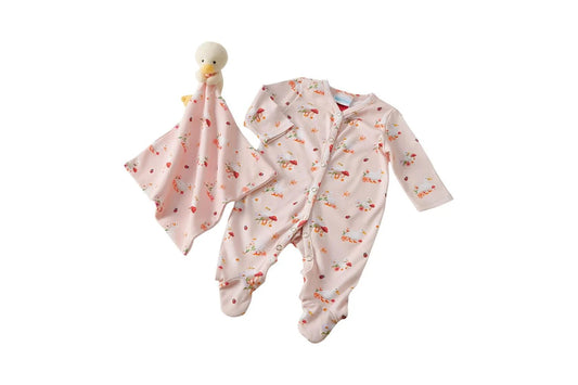 Jiggle & Giggle Baby Waddling Around Romper Comforter 100% Cotton Pink