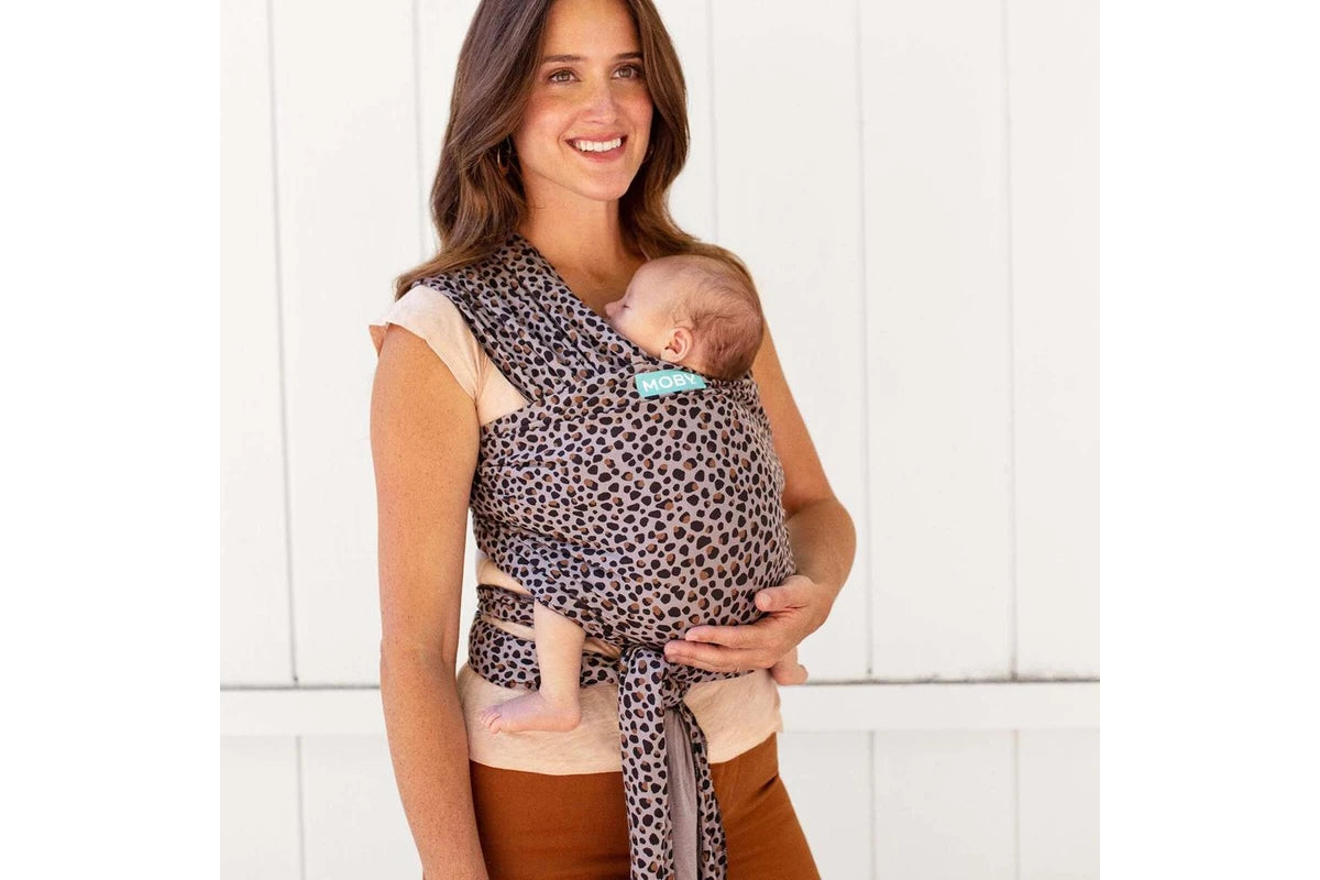 Moby Classic Wrap Baby Newborn Cotton Fabric Body Travel Carrier Leopard