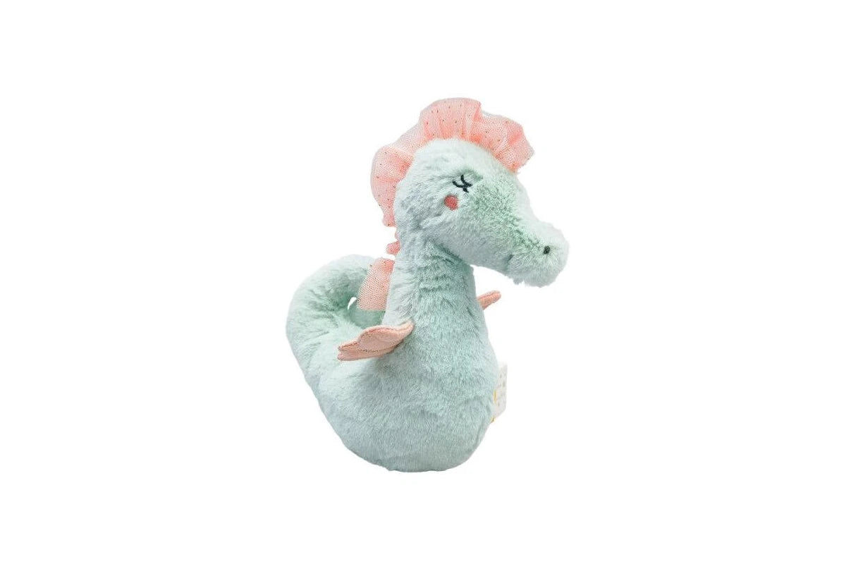 Urban Seahorse Rattle Stuffed Animal Plush Baby Soft Toy 19cm Blue