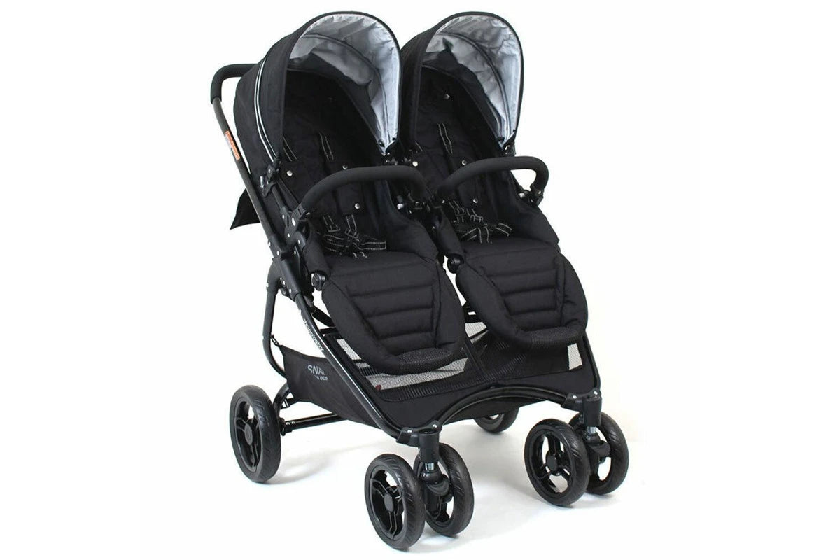 Valco Baby Snap Ultra Duo Foldable Pram Adjustable Seat Newborn Twin Coal Black