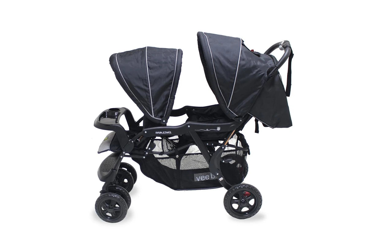 Veebee Doubletake Pram Tandem Twin Stroller Baby Infant Toddler Salt & Pepper