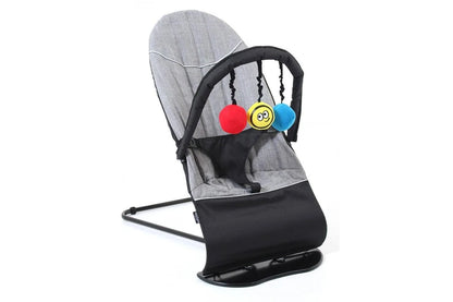 Vee Bee Baby Minder Cushioned Rocker Bouncer for Infant Seat Chair w Toys Gray