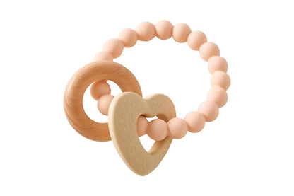 Jiggle & Giggle Silicone Wood Baby Teether Toy BPA Free Wren Assorted