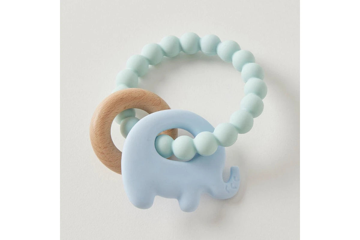 Jiggle & Giggle Silicone Wood Baby Teether Toy BPA Free Wren Assorted