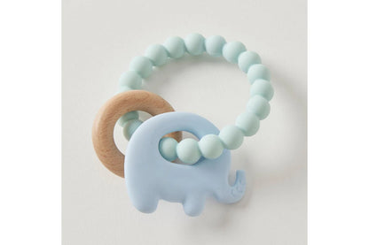 Jiggle & Giggle Silicone Wood Baby Teether Toy BPA Free Wren Assorted