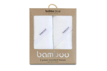 2pc Bubba Blue Bamboo Cotton Hooded Baby/Newborn/Infant Bath Towels White