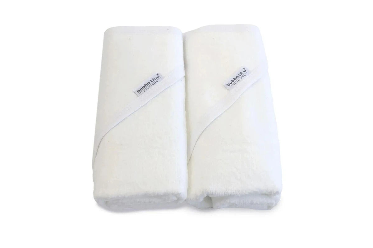 2pc Bubba Blue Bamboo Cotton Hooded Baby/Newborn/Infant Bath Towels White