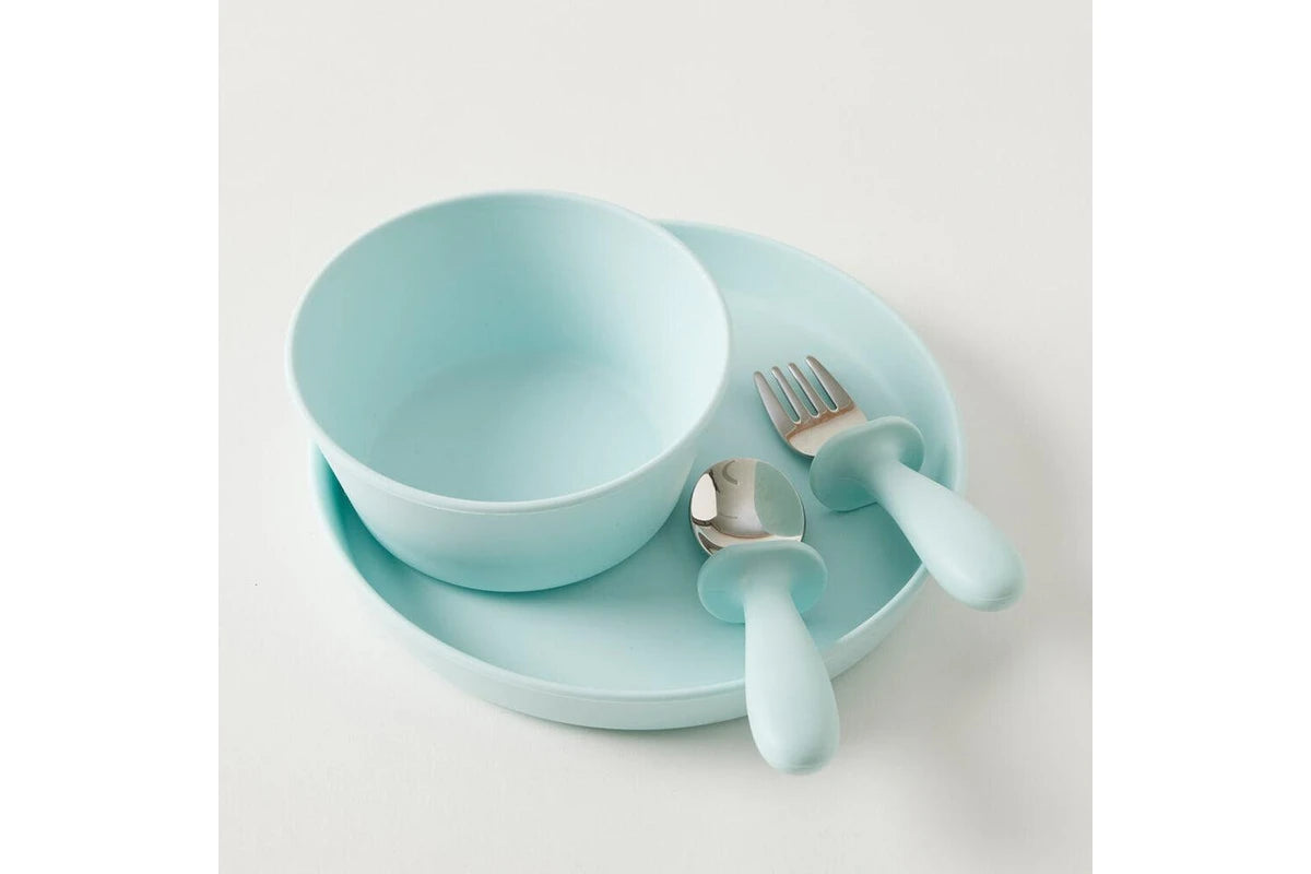 2pc Jiggle & Giggle Riley Cutlery Dishwasher-safe Toddler Dinnerware Blue