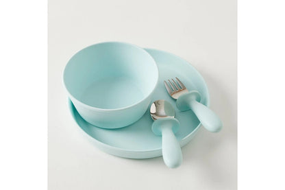 2pc Jiggle & Giggle Riley Cutlery Dishwasher-safe Toddler Dinnerware Blue