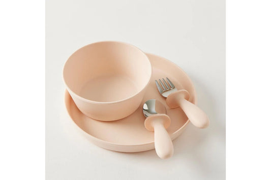 2pc Jiggle & Giggle Riley Cutlery Dishwasher-safe Toddler Dinnerware Peach