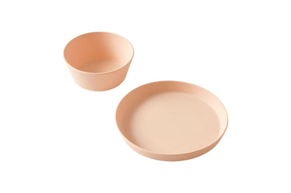 2pc Jiggle & Giggle Riley Silicone Dining Baby/Toddler Dinnerware Peach