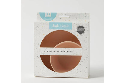 2pc Jiggle & Giggle Riley Silicone Dining Baby/Toddler Dinnerware Peach