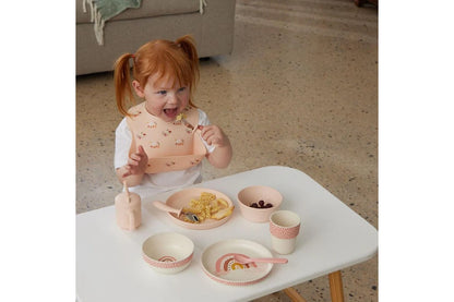2pc Jiggle & Giggle Riley Silicone Dining Baby/Toddler Dinnerware Peach