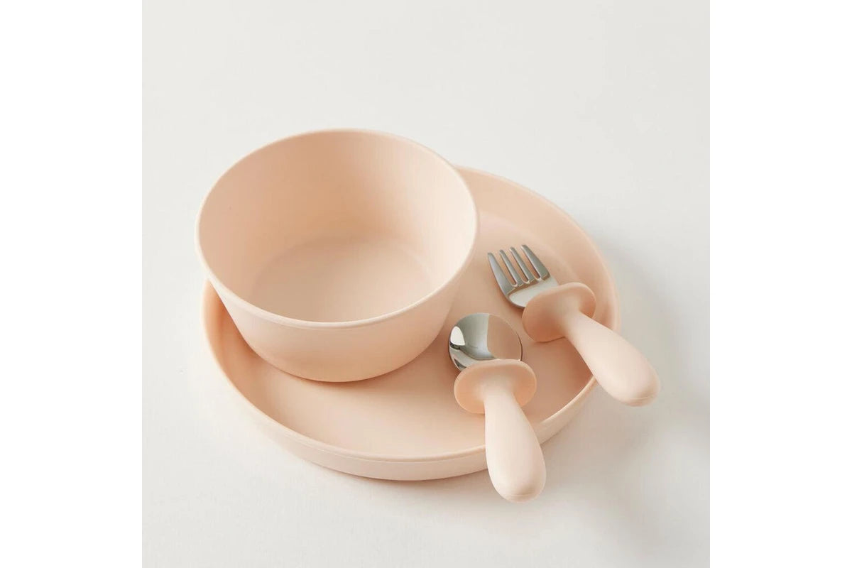 2pc Jiggle & Giggle Riley Silicone Dining Baby/Toddler Dinnerware Peach