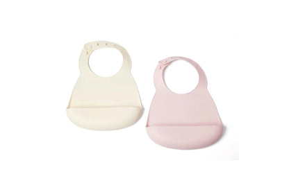 2pc My Pure Silicone Baby/Toddler Feeding Bib Set - Blush and Pannacotta 4M+