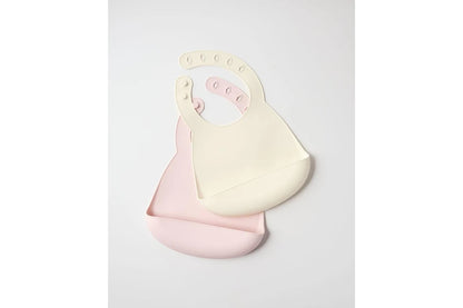 2pc My Pure Silicone Baby/Toddler Feeding Bib Set - Blush and Pannacotta 4M+