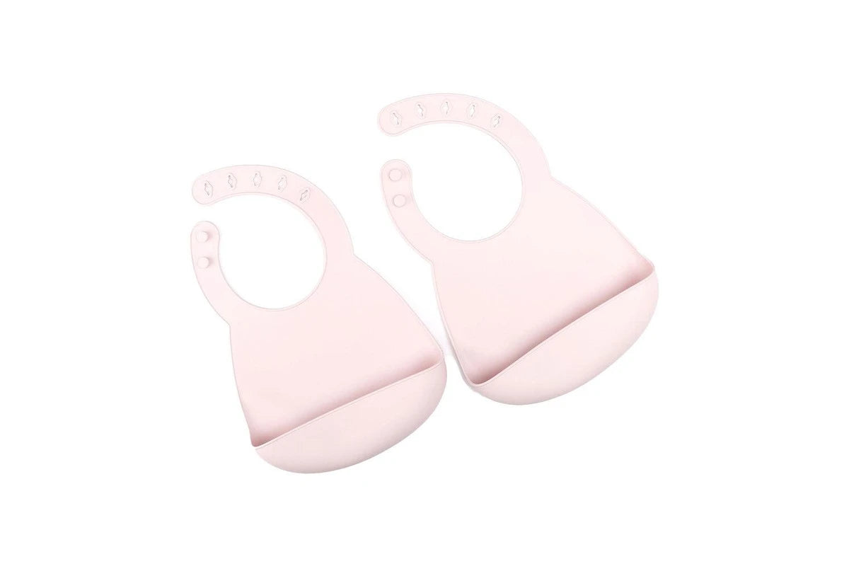2pc My Pure Silicone Baby/Toddler Feeding Bibs Catcher Set - Blush 4M+