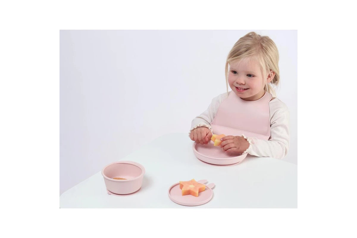 2pc My Pure Silicone Baby/Toddler Feeding Bibs Catcher Set - Blush 4M+