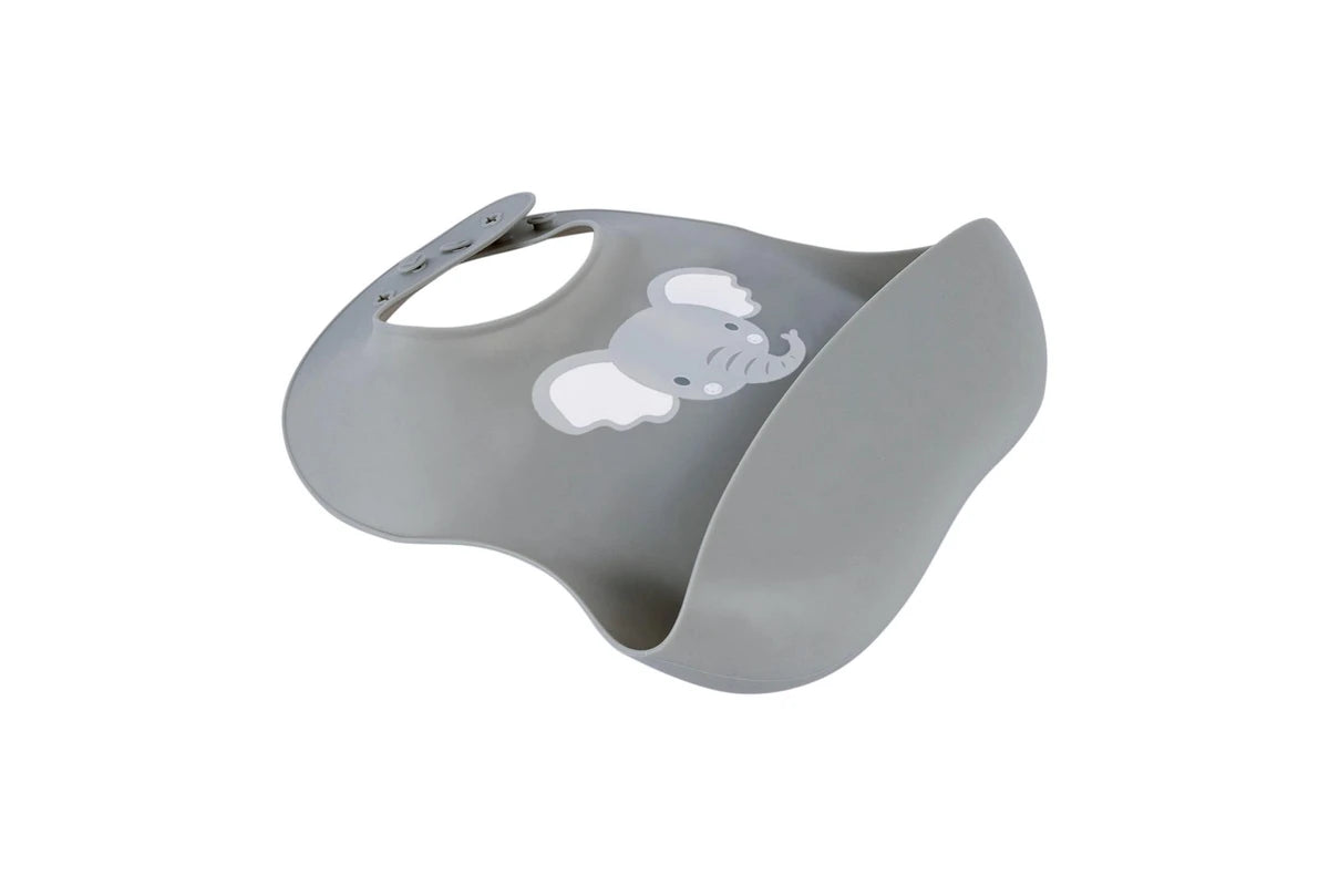 2x Splosh Baby Elephant Silicone Feeding Bib Adjustable Food Catcher 24cm GRY 0+
