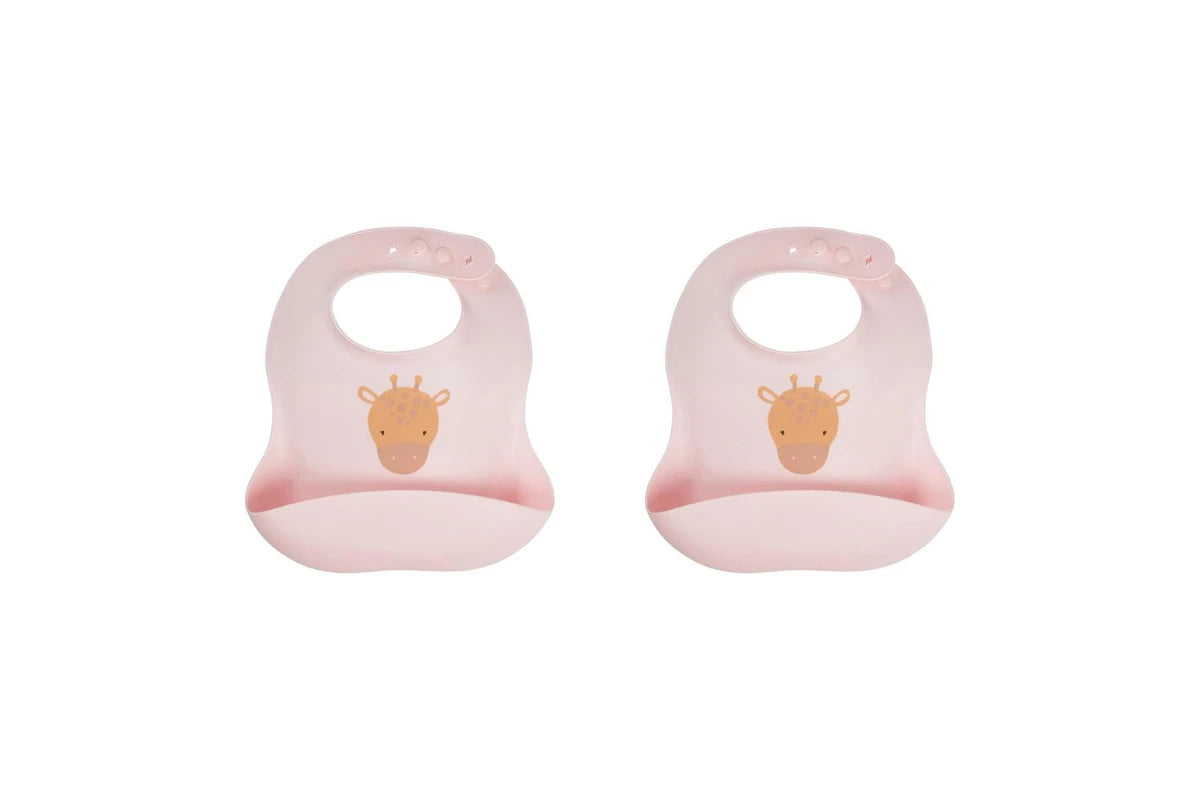 2x Splosh Baby Giraffe Feeding Bib Adjustable Food Catcher 23x24cm Pink 0+