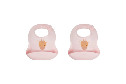 2x Splosh Baby Giraffe Feeding Bib Adjustable Food Catcher 23x24cm Pink 0+