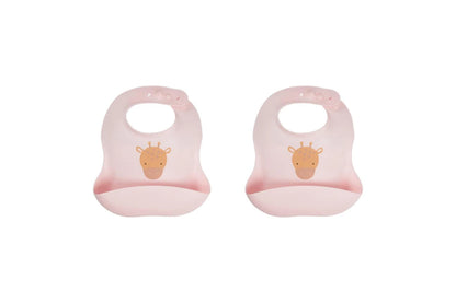2x Splosh Baby Giraffe Feeding Bib Adjustable Food Catcher 23x24cm Pink 0+