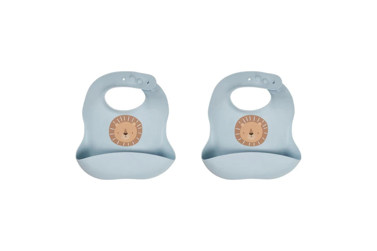 2x Splosh Baby Lion Silicone Feeding Bib Adjustable Food Catcher 24cm BLU 0+