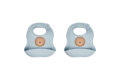 2x Splosh Baby Lion Silicone Feeding Bib Adjustable Food Catcher 24cm BLU 0+